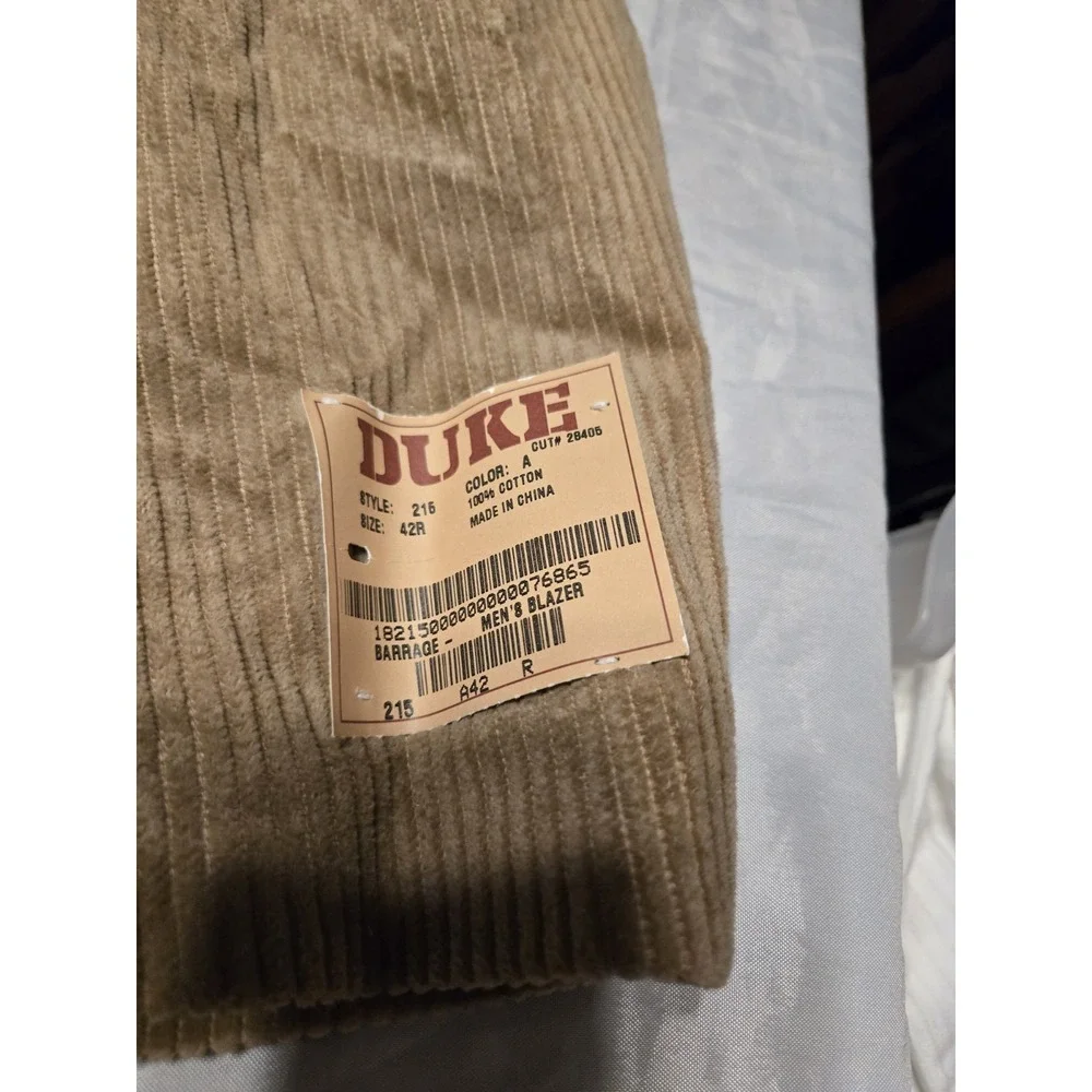 NWT Duke Haband Barrage 42R‎ Corduroy Mens Blazer Suit Jacket Brown Lined Luxe